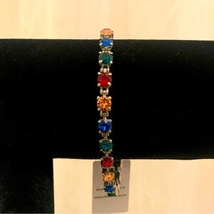 Rose peach Swarovski crystal brass and steel mix bracelet size 6.5 NWT